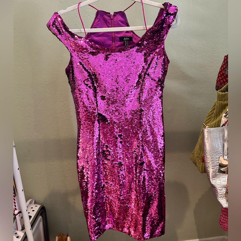 Magenta Sequin Dress Aidan by Aidan Maddox Size 8
